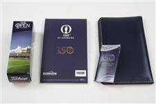 150th OPEN at St. Andrews Scorecard Holder, Yardage Book, Sleeve & 6 Logo Golf Balls
