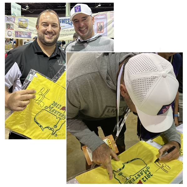 Bubba Watson Stunningly Huge Signed 2012 Masters Embroidered Flag JSA ALOA - Photo Match