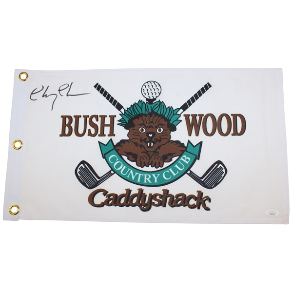 Caddyshack Chevy Chase Signed Bushwood CC Screen Flag JSA Sticker #VV81104 & ALOA