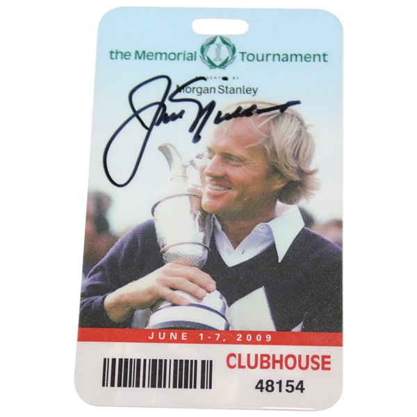 Jack Nicklaus Signed 2009 Memorial Tournament Clubhouse Badge #48154 - Tiger Win JSA ALOA