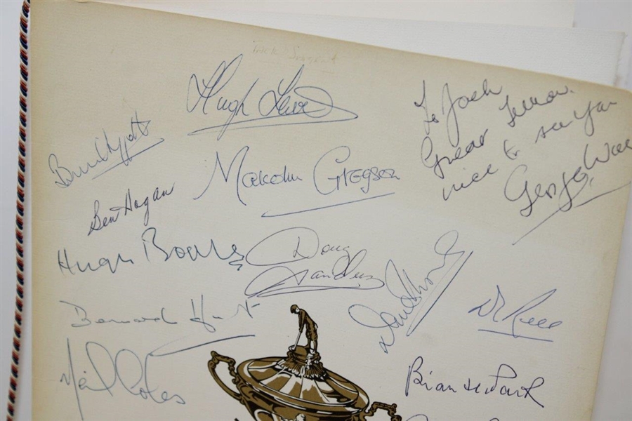 British & American Teams Signed 1967 The Ryder Cup at Champions GC Victory Dinner Menu JSA ALOA