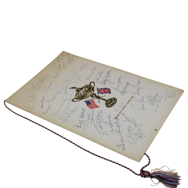 British & American Teams Signed 1967 The Ryder Cup at Champions GC Victory Dinner Menu JSA ALOA