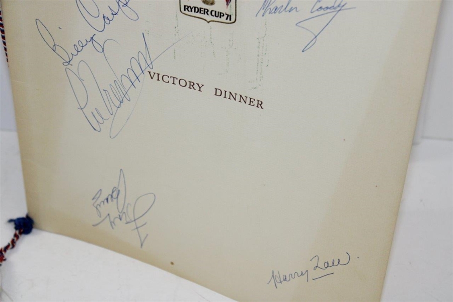 Jack, Arnie & Others Signed 1971 The Ryder Cup at Old Warson CC Victory Dinner Menu JSA ALOA
