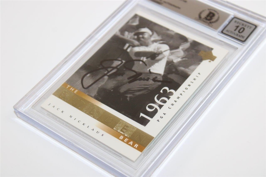 Jack Nicklaus Signed 2001 Upper Deck Golden Bear '1963' Card #108 - Beckett Graded 10 Autograph