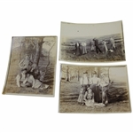 Three Victorian Era Dressed Golfers Photos Circa 1890s