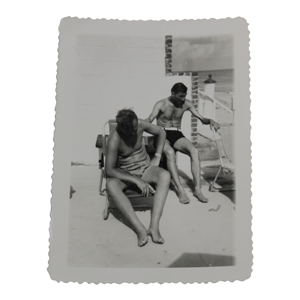 Ed Furgols 1947 Original Photo of Mick & Himself at Surf & Sand Beach - December