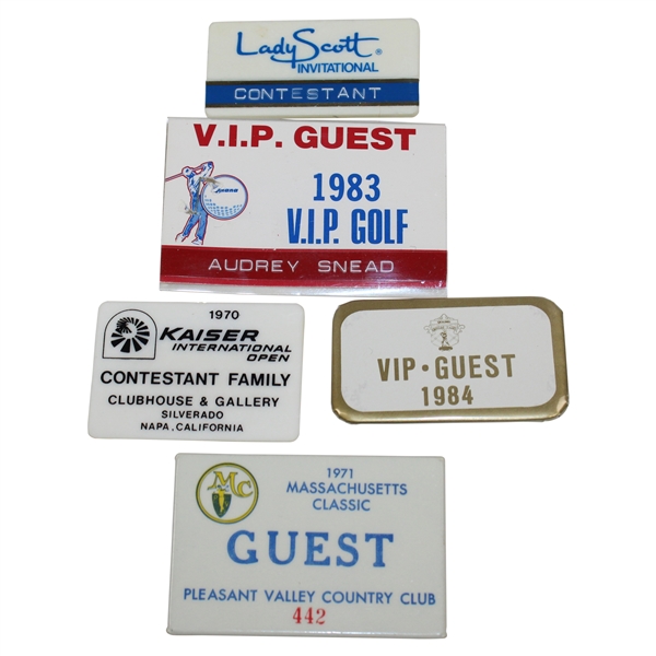 Sam Sneads Massachusetts Classic, Kaiser Intl., Lady Scott Inv & VIP Golf Badges