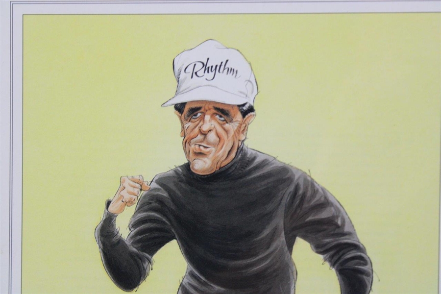 Gary Player Signed Color Caricature of Gary Player by Artist Reland - Framed JSA ALOA