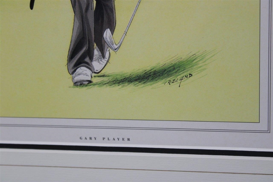 Gary Player Signed Color Caricature of Gary Player by Artist Reland - Framed JSA ALOA