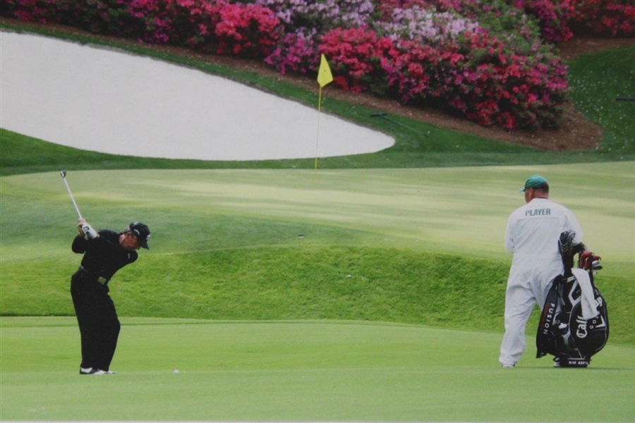 Gary Player Hitting Iron Approach to AGNC Hole 13 Azalea Display Photo - Framed
