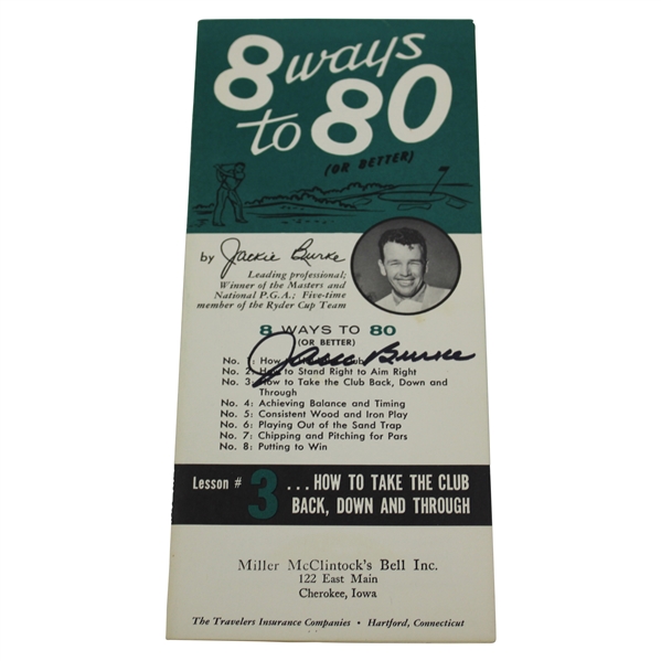 Jack Burke Signed '8 Ways To 80 (or better)' Pamphlet JSA ALOA