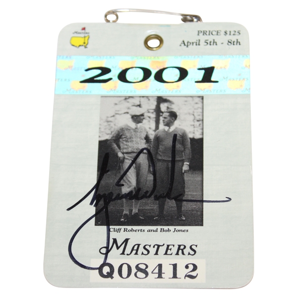 Tiger Woods Signed 2001 Masters Tournament Series Badge #Q08412 JSA #YY11935