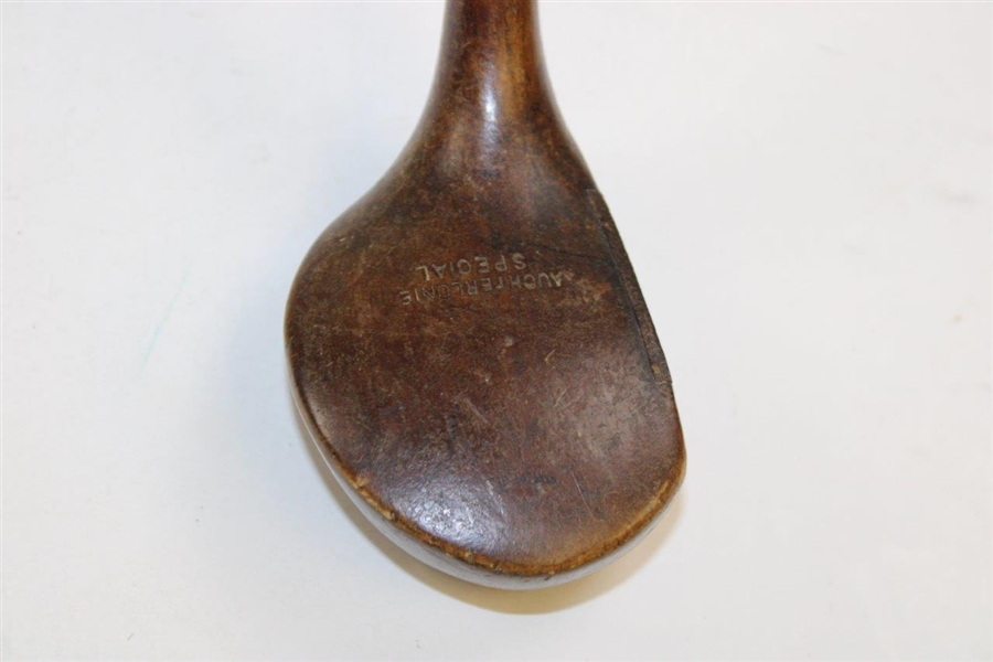 Vintage Auchterlonie Special Leather Face Wood Brassie with Shaft Stamp