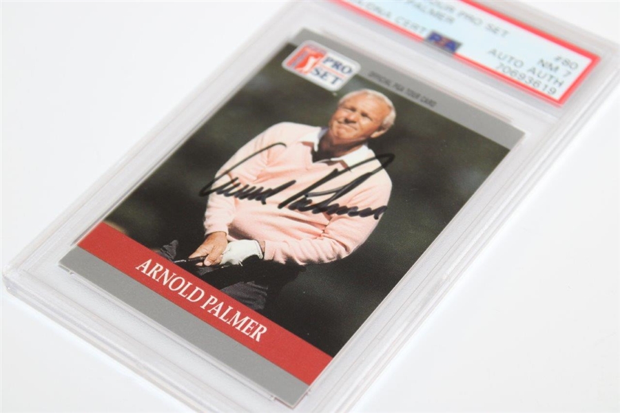 Arnold Palmer Signed 1990 Senior PGA Tour Pro-Set Card #80 PSA NM 7 #70693619