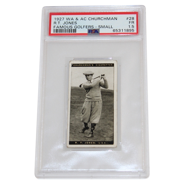 1927 WA & AC Churchman Bobby Jones Famous Golfers Card #28 PSA FR 1.5 #65311895