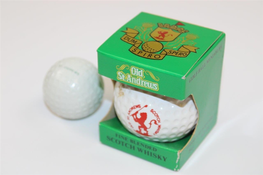 Old St. Andrews Scotch Whiskey w/St. Andrews Square Mesh Reproduction Golf Ball