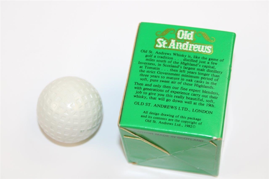 Old St. Andrews Scotch Whiskey w/St. Andrews Square Mesh Reproduction Golf Ball