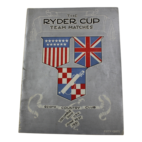 1931 Ryder Cup at Scioto Country Club Official Program - USA 9-3