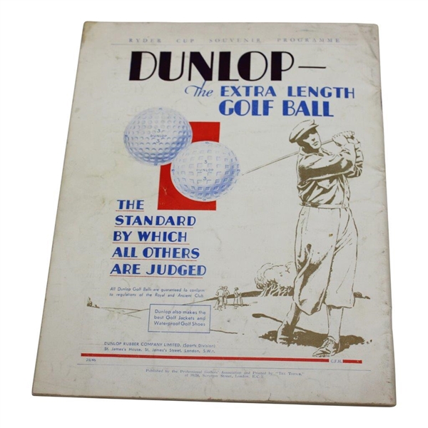 1933 Ryder Cup at Southport And Ainsdale Course Official Program - GB 6 1/2-5 1/2