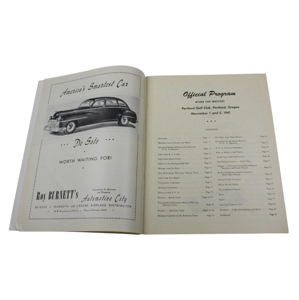 1947 Ryder Cup at Portland Golf Club Official Program - USA 11-1