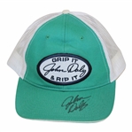 John Daly Signed Grip It & Rip It Teal w/White & Navy Oval Patch Trucker Hat JSA ALOA