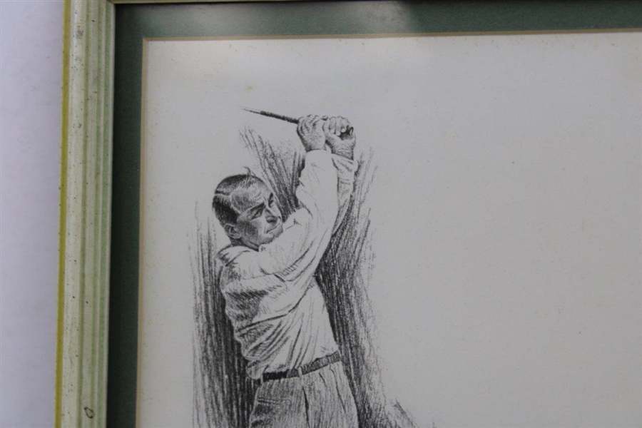 Gene Sarazen Signed Framed Drawing By Artist George Loh JSA ALOA 