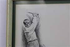 Gene Sarazen Signed Framed Drawing By Artist George Loh JSA ALOA 