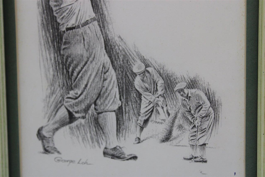 Gene Sarazen Signed Framed Drawing By Artist George Loh JSA ALOA 