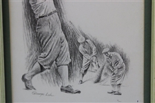 Gene Sarazen Signed Framed Drawing By Artist George Loh JSA ALOA 