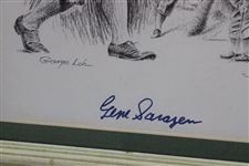 Gene Sarazen Signed Framed Drawing By Artist George Loh JSA ALOA 