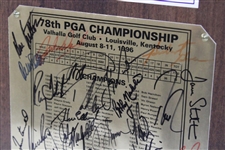 Gary Player, Ray Floyd, Lee Trevino & 20 Champs Signed 1996 PGA at Valhalla Golf Club Plaque JSA ALOA