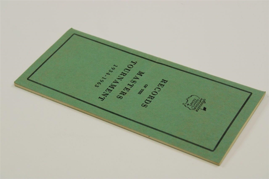 Records Of The Masters Tournament Booklet 1934-1963