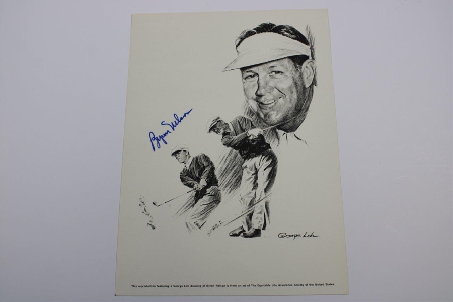 Sam Snead, Byron Nelson, Ken Venturi & Billy Casper Signed George Loh Drawings JSA ALOA