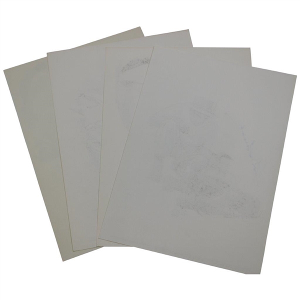 Sam Snead, Byron Nelson, Ken Venturi & Billy Casper Signed George Loh Drawings JSA ALOA