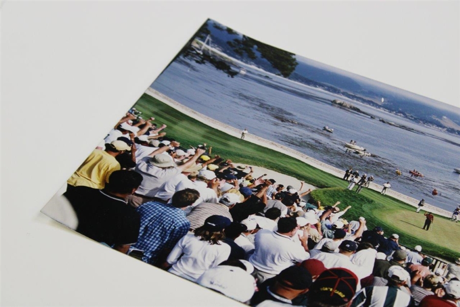 Tiger Woods 2000 US Open at Pebble Beach Victory Fist Pump Panoramic Original Photo, Negative & Rights From Tom Treick
