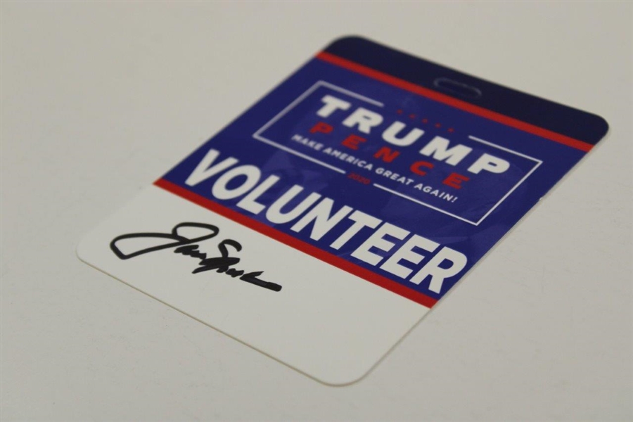 Jack Nicklaus Signed 'Trump/Pence Make America Great Again 2020' Volunteer Badge JSA ALOA