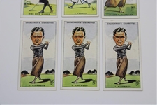 Nine (9) Assorted 1931 WA & AC Churchmans Prominent Golfers Tobacco Cards 