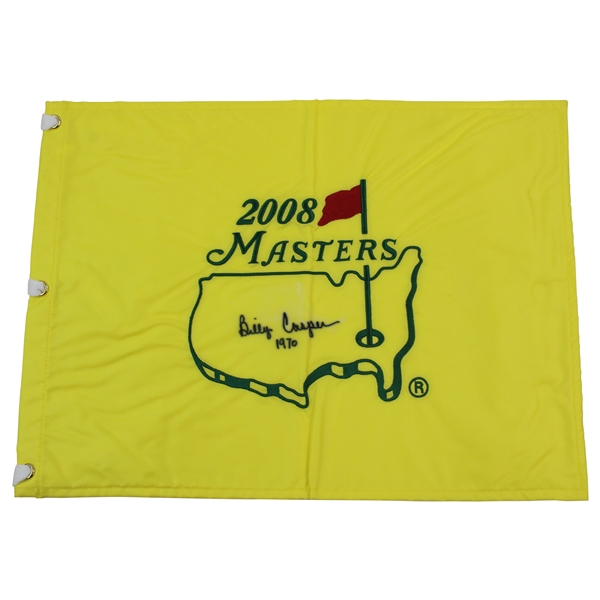 Billy Casper Signed 2008 Masters Embroidered Flag with 1970 JSA ALOA