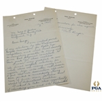 Paul Runyan Signed 1935 Handwritten Letter to George Jacobus on Personal Letterhead 7/9 JSA ALOA