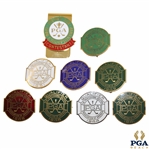 Nine (9) PGA Championship Contestant Badges - 1941, 1944, 1946, 1948-1951, 1953 & 1986