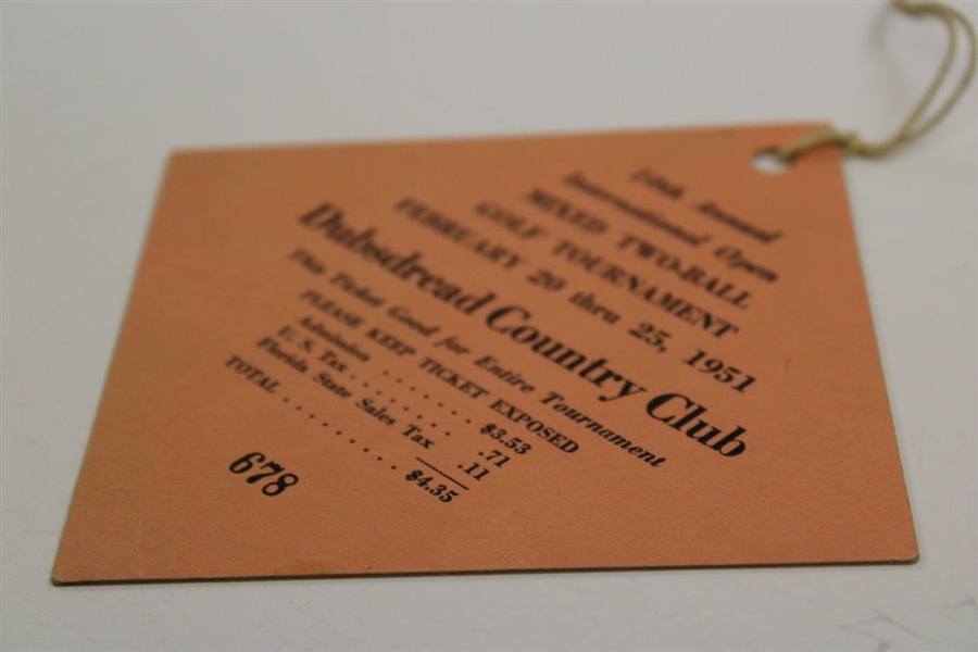 Babe Zaharias & Patty Berg & others Signed 1951 Mixed Two-Ball Golf Tournament Ticket JSA ALOA