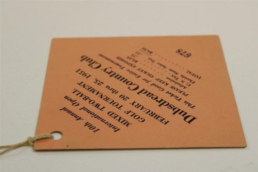 Babe Zaharias & Patty Berg & others Signed 1951 Mixed Two-Ball Golf Tournament Ticket JSA ALOA