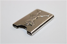 Sampson Mordan & Co. Sterling Silver Card/Stamp Case w/Post-Swing Golfer