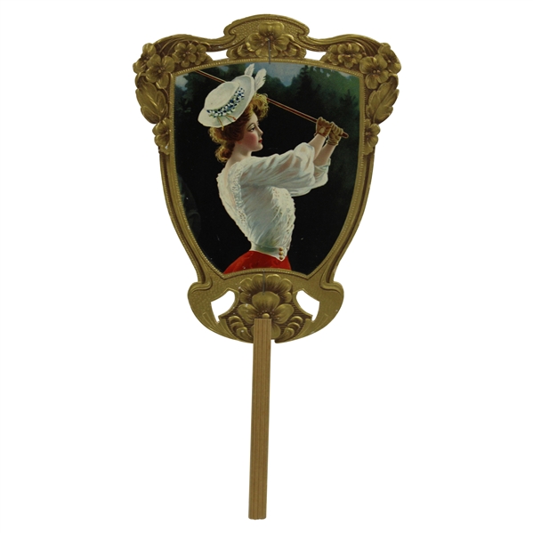 c.1900-1910 Lady Golfer F.H. Baker Coal Advertising Fan