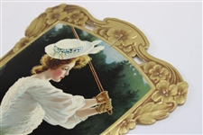 c.1900-1910 Lady Golfer F.H. Baker Coal Advertising Fan