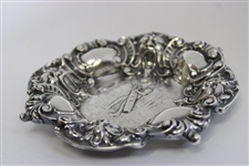Art Noveau Style Golfer with Bag/Clubs Sterling Silver Dish/Ash Tray