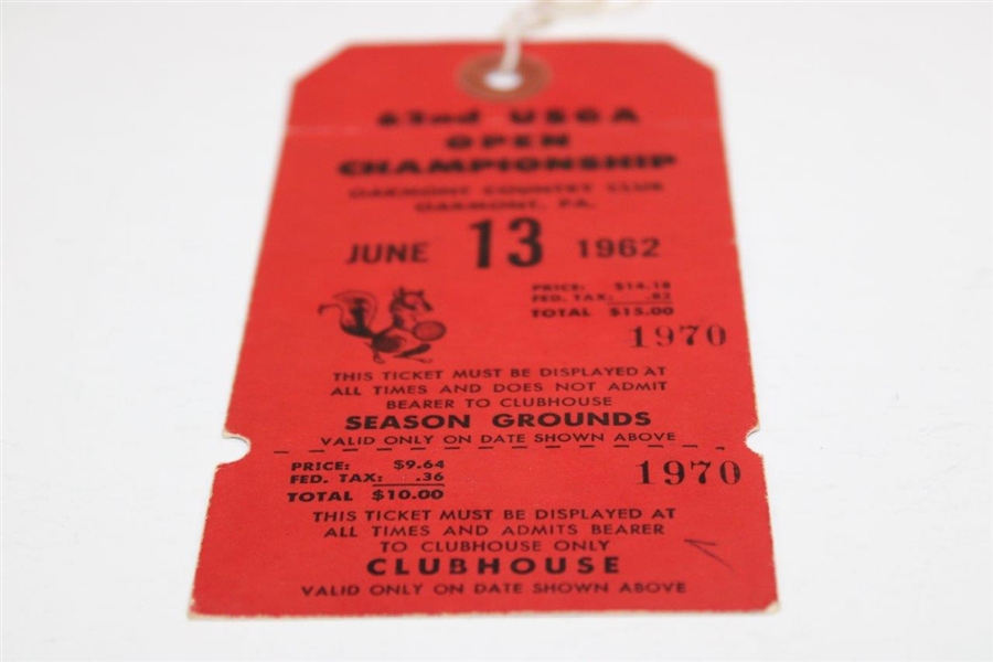 1962 US Open at Oakmont CC Wednesday Ticket #1970 - Nicklaus First Major Win