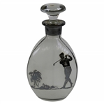 Vintage Silver Overlay Pinch Style Scotch Decanter with Post-Swing Golfer