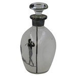 Vintage Silver Overlay Pinch Style Scotch Decanter with Post-Swing Golfer