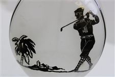 Vintage Silver Overlay Pinch Style Scotch Decanter with Post-Swing Golfer